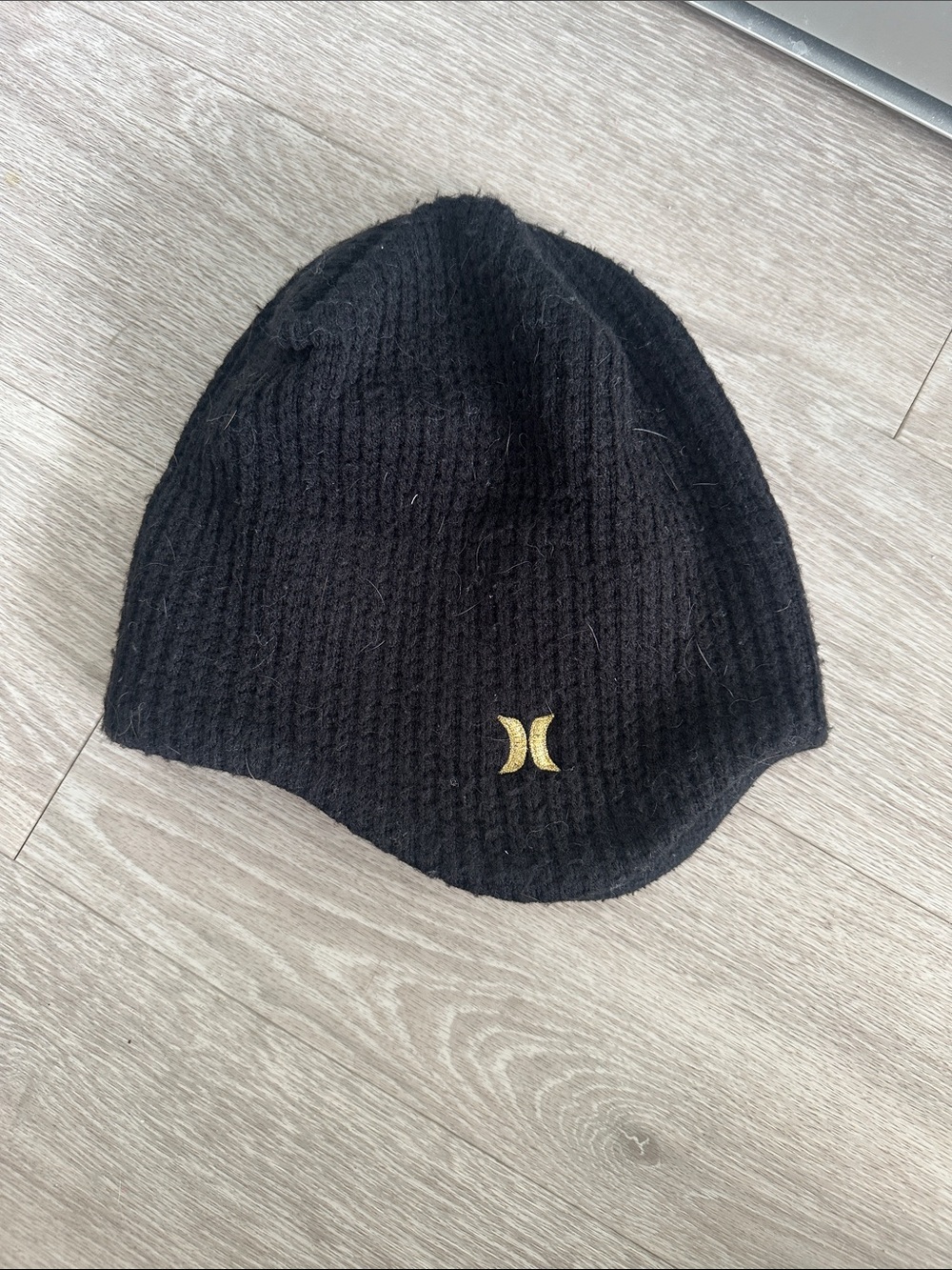 Hurley Black Beanie with Gold Logo